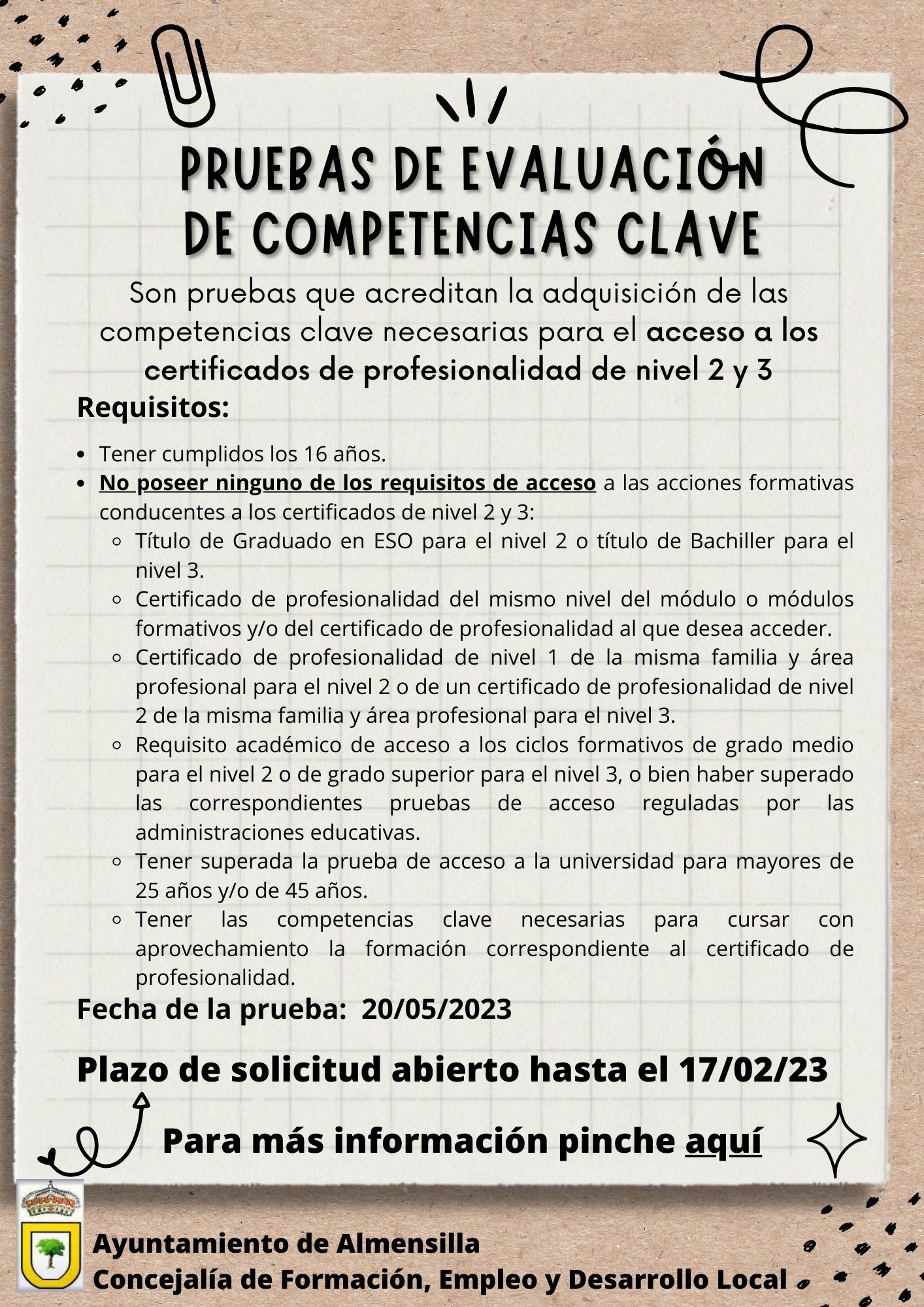 Pruebas de evaluación de competencias clave 2023