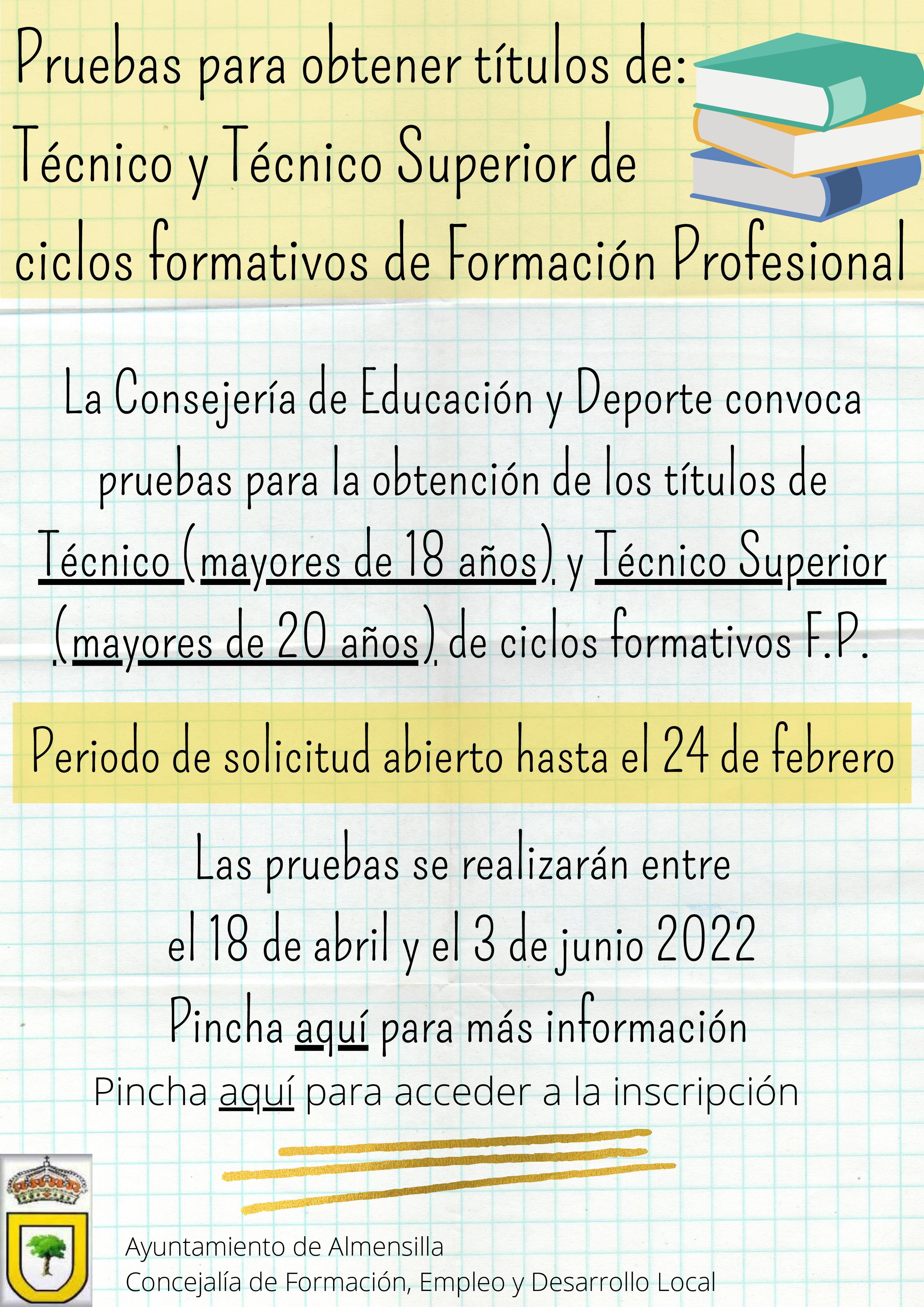 Pruebas para obtener títulos de Técnico y Técnico Superior de ciclos formativos de Formación Profesional_2022-001